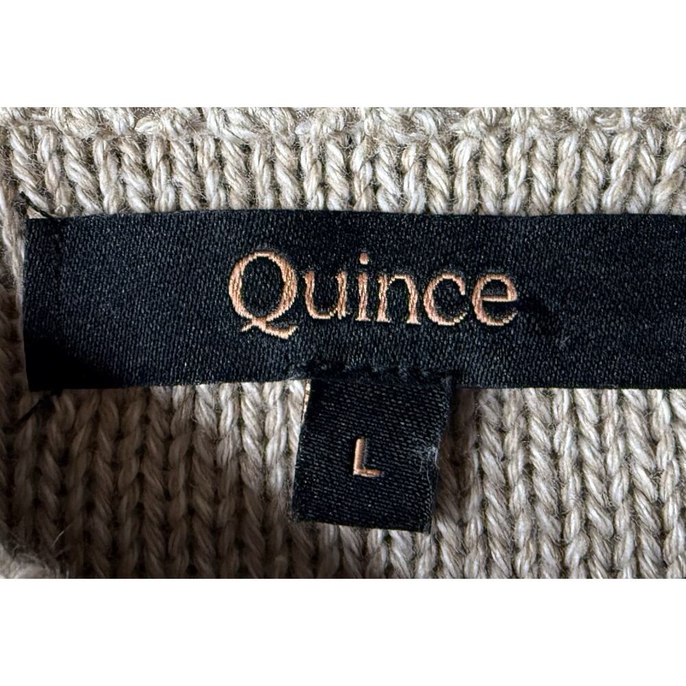 Quince 100% Organic Cotton Cropped Cardigan Womens Sz L Cement Tan Minimalist - Picture 4 of 11